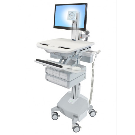 Ergotron StyleView - Cart - for LCD display  /  PC equipment - medical - aluminium, zinc-plated steel, high-grade plastic - grey, white, polished aluminium - screen size: up to 24" - output: AC 230 V - 40 Ah - lithium - TAA Compliant - 0