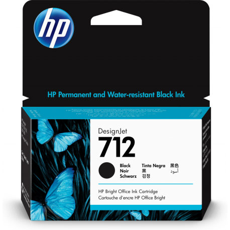 HP 712 - 38 ml - black - original - DesignJet - ink cartridge - for DesignJet Studio, T210, T230, T250, T630, T650 - 0