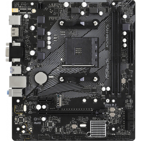 ASRock A520M-HVS - Motherboard - micro ATX - Socket AM4 - AMD A520 Chipset - USB 3.2 Gen 1 - Gigabit LAN - onboard graphics (CPU required) - HD Audio (8-channel) - 1