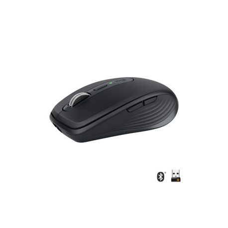 Logitech MX Anywhere 3 - Mouse - laser - 6 buttons - wireless - Bluetooth, 2.4 GHz - USB wireless receiver - graphite - 1