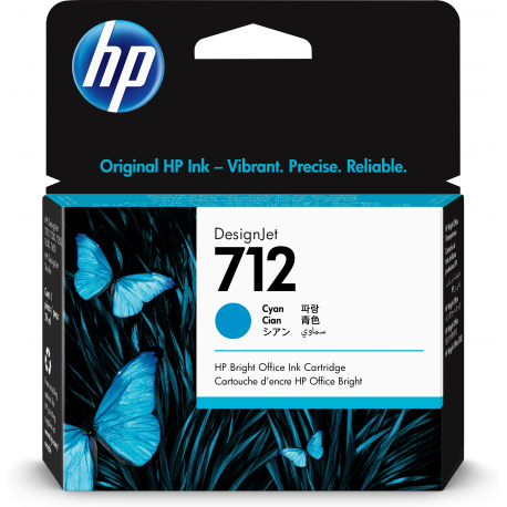 HP 712 - 29 ml - cyan - original - DesignJet - ink cartridge - for DesignJet Studio, T210, T230, T250, T630, T650 - 1