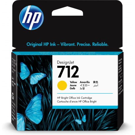 HP 712 - 29 ml - yellow - original - DesignJet - ink cartridge - for DesignJet Studio, T210, T230, T250, T630, T650 - 2