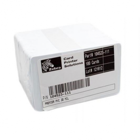 Zebra - Polyvinyl chloride (PVC) - white - CR-80 Card (85.6 x 54 mm) 500 pcs. cards - for Zebra P100i, P110i, P110m, P120i, P330i, P330m, P430i; ZXP Series 8 - 3