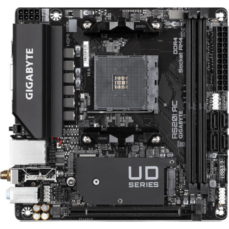 Gigabyte A520I AC - 1.0 - motherboard - mini ITX - Socket AM4 - AMD A520 - USB 3.2 Gen 1 - Gigabit LAN, Wi-Fi, Bluetooth - onboard graphics (CPU required) - HD Audio (8-channel) - 0