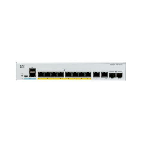 Cisco Catalyst 1000-8FP-2G-L - Switch - Managed - 8 x 10 / 100 / 1000 (PoE+) + 2 x combo Gigabit SFP (uplink) - rack-mountable - PoE+ (120 W) - 0