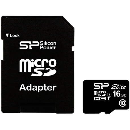 SILICON POWER memory card Micro SDHC 16GB Class 10 + Adapter - 0