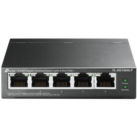 TP-Link TL-SG1005LP - V1 - switch - unmanaged - 5 x 10/100/1000 (4 PoE+) - desktop, wall-mountable - PoE+ (40 W) - 0