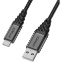 OtterBox Premium - USB cable - USB-C (M) to USB (M) - USB 2.0 - 3 A - 2 m - dark ash black