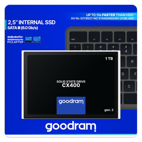 GOODRAM CX400 - Gen 2 - SSD - 1 TB - internal - 2.5" - SATA 6Gb / s - 5