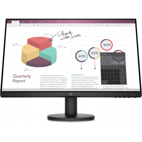 HP P24v G4 - P-Series - LED monitor - 23.8" - 1920 x 1080 Full HD (1080p) @ 60 Hz - IPS - 250 cd / m² - 1000:1 - 5 ms - HDMI, VGA - black - 6
