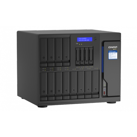 QNAP TVS-H1688X - NAS server - 16 bays - SATA 6Gb / s - RAID 0, 1, 5, 6, 10, 50, JBOD, 5 hot spare, 6 hot spare, 60, 10 hot spare, RAID TP - RAM 32 GB - Gigabit Ethernet  /  2.5 Gigabit Ethernet  /  10 Gigabit Ethernet - iSCSI support - 3
