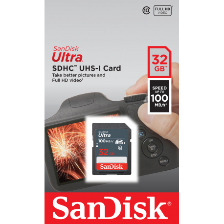 SanDisk Ultra - Flash memory card - 32 GB - UHS Class 1 / Class10 - SDHC UHS-I - 3
