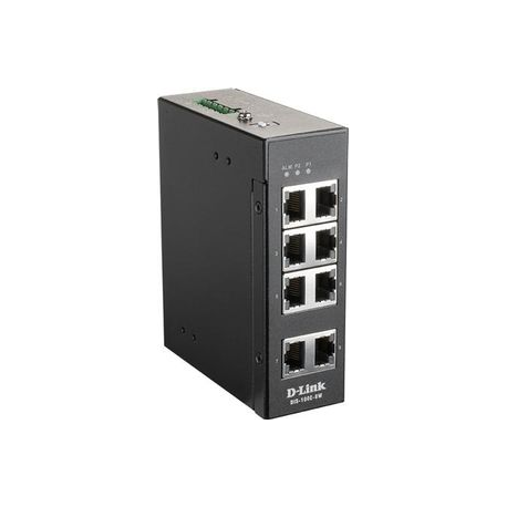 D-Link DIS 100E-8W - Switch - unmanaged - 8 x 10 / 100 - DIN rail mountable, wall-mountable - DC power - 2