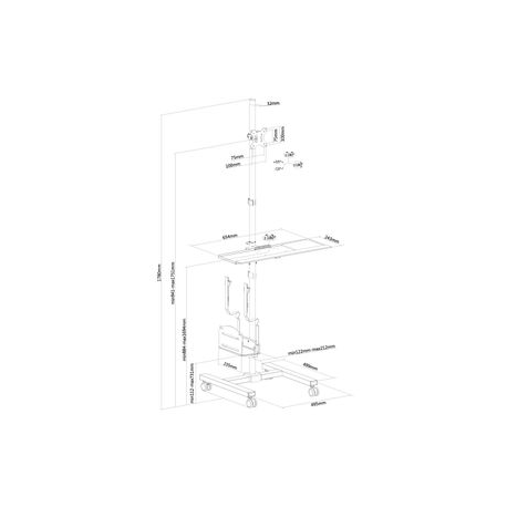 Neomounts by Newstar FPMA-MOBILE1700 - Cart - for LCD display / PC equipment - black - screen size: 10"-32" - 2