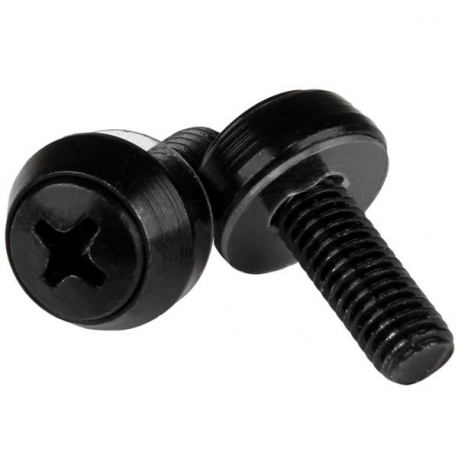 StarTech.com M6 x 12mm - Screws - 50 Pack, Black - M6 Mounting Screws for Server Rack & Cabinet (CABSCREWSM6B) - Screw kit - black (pack of 50) - for P / N: RACK-18U-20-WALL-OA, RACK-21U-20-WALL-OA, RACK-24U-20-WALL-OA, RK3236BKF, WALLMOUNT4 - 1
