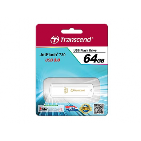 Transcend JetFlash 730 - USB flash drive - 64 GB - USB 3.0 - white - 1