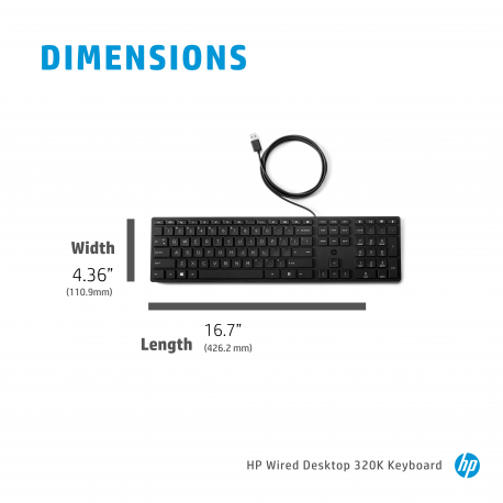 HP Desktop 320K - Keyboard - USB - QWERTY - English - for ProBook 45X G8, 45X G9, 640 G3, 640 G5, 640 G8, 64X G4, 650 G3, 650 G4, 650 G5, 650 G8 - 3