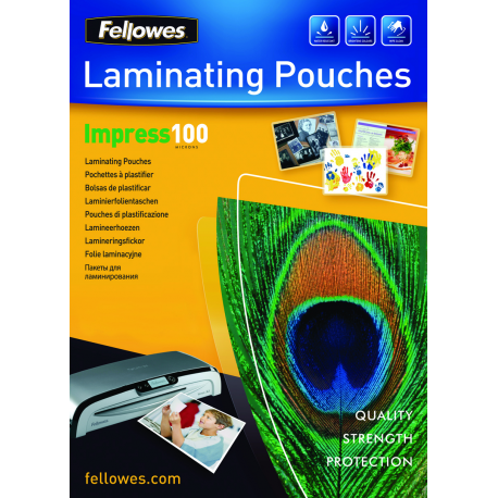Fellowes Laminating Pouches Impress 100 Micron - 100 micron - 100-pack - glossy - transparent - A3 (297 x 420 mm) lamination pouches - 2