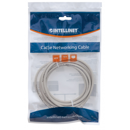 Intellinet Network Patch Cable, Cat6, 0.5m, Grey, CCA, U / UTP, PVC, RJ45, Gold Plated Contacts, Snagless, Booted, Lifetime Warranty, Polybag - Patch cable - RJ-45 (M) to RJ-45 (M) - 50 cm - UTP - CAT 6 - molded, snagless - grey - 3