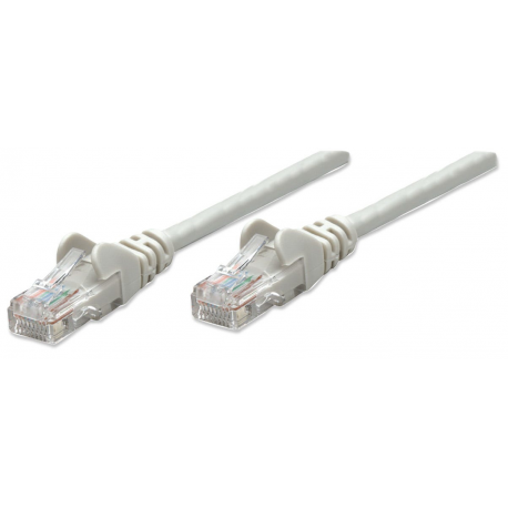 Intellinet Network Patch Cable, Cat5e, 0.5m, Grey, CCA, U / UTP, PVC, RJ45, Gold Plated Contacts, Snagless, Booted, Lifetime Warranty, Polybag - Patch cable - RJ-45 (M) to RJ-45 (M) - 45 cm - UTP - CAT 5e - molded, snagless - grey - 2