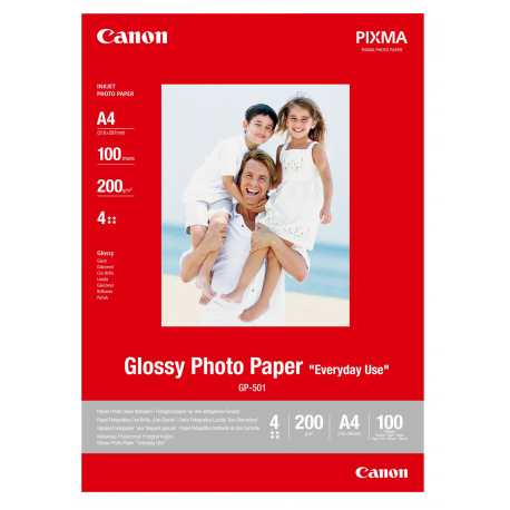 Canon GP-501 - Glossy - A4 (210 x 297 mm) - 200 g / m² - 100 sheet(s) photo paper - for PIXMA iP5300, iP90, MG2555, mini260, MP180, MP490, MP510, MP550, MP560, MP960, MX330 - 2