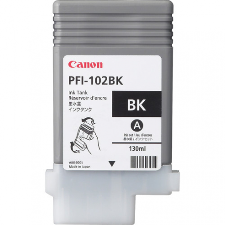 Canon PFI-102 BK - 130 ml - black - original - ink tank - for imagePROGRAF iPF510, iPF605, iPF650, iPF655, iPF710, iPF720, iPF750, iPF755, LP17, LP24 - 1