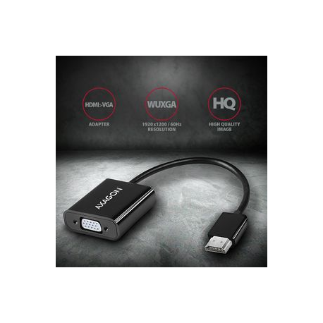 AXAGON - Video interface converter - HDMI (M) to HD-15 (VGA), stereo mini jack (F) - 17 cm - 1920 x 1200 (WUXGA) support, active converter - 1