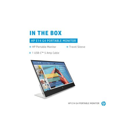 HP E14 G4 - LED monitor - 14" - portable - 1920 x 1080 Full HD (1080p) @ 60 Hz - IPS - 400 cd / m² - 800:1 - 5 ms - 2xUSB-C - sliver stand - 11