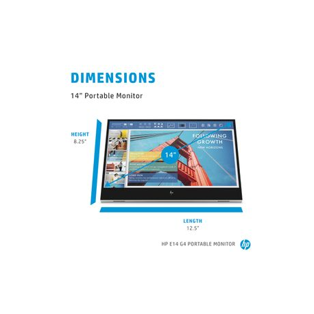 HP E14 G4 - LED monitor - 14" - portable - 1920 x 1080 Full HD (1080p) @ 60 Hz - IPS - 400 cd / m² - 800:1 - 5 ms - 2xUSB-C - sliver stand - 14