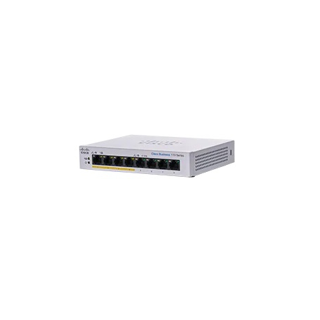 Cisco Business 110 Series 110-8PP-D - Switch - unmanaged - 4 x 10 / 100 / 1000 (PoE) + 4 x 10 / 100 / 1000 - desktop, rack-mountable, wall-mountable - PoE (32 W) - DC power - 1