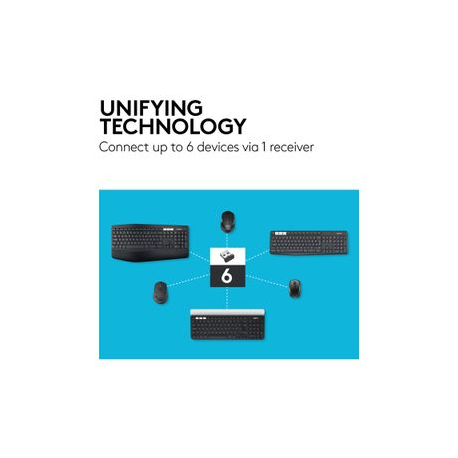 Logitech M590 Silent - Mouse - right-handed - optical - 7 buttons - wireless - Bluetooth, 2.4 GHz - USB wireless receiver - graphite tonal - 1