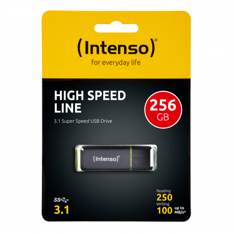 Intenso High Speed Line - USB flash drive - 256 GB - USB 3.1 - black, yellow - 3