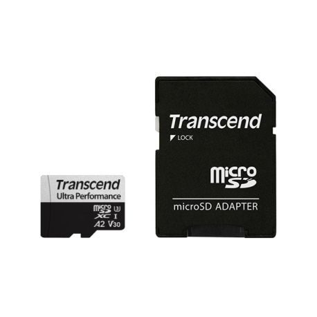 Transcend 340S - Flash memory card - 128 GB - A2 / Video Class V30 / UHS-I U3 / Class10 - microSDXC - 1