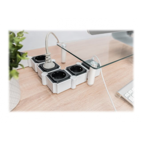 DIGITUS DA-70620 - Power strip - AC 250 V - 3680 Watt - input: power - output connectors: 4 (2 x USB, 4 x power) - 1.6 m cord - black, white - 9