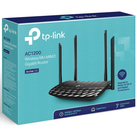 TP-Link Archer C6 - Wireless router - 4-port switch - GigE - 802.11a / b / g / n / ac - Dual Band - 3
