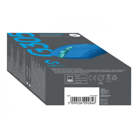 Logitech G G305 - Mouse - optical - 6 buttons - wireless - LIGHTSPEED - USB wireless receiver - blue - 11