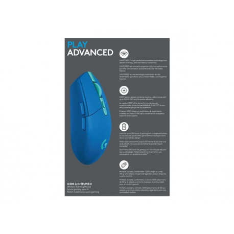 Logitech G G305 - Mouse - optical - 6 buttons - wireless - LIGHTSPEED - USB wireless receiver - blue - 16