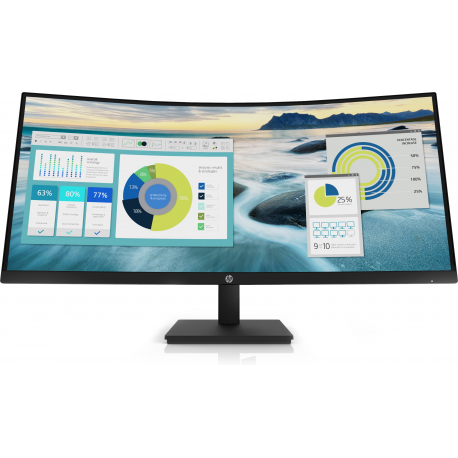 HP P34hc G4 - P-Series - LED monitor - curved - 34" - 3440 x 1440 WQHD @ 60 Hz - VA - 250 cd / m² - 3500:1 - 5 ms - HDMI, DisplayPort, USB-C - speakers - black - 0