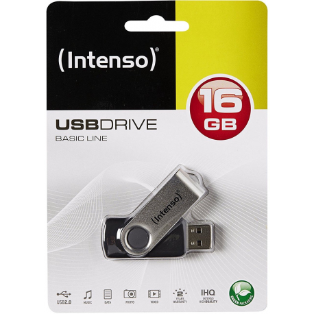 Intenso Basic Line - USB flash drive - 16 GB - USB 2.0 - black, silver - 1