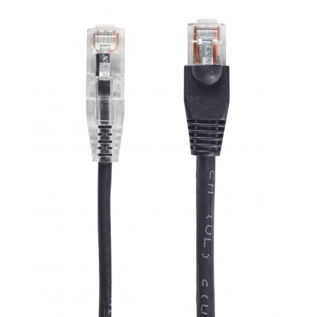 Black Box Slim-Net 28 AWG - Patch cable - RJ-45 (M) to RJ-45 (M) - 30 cm - UTP - CAT 6 - booted, molded, stranded - black - 1