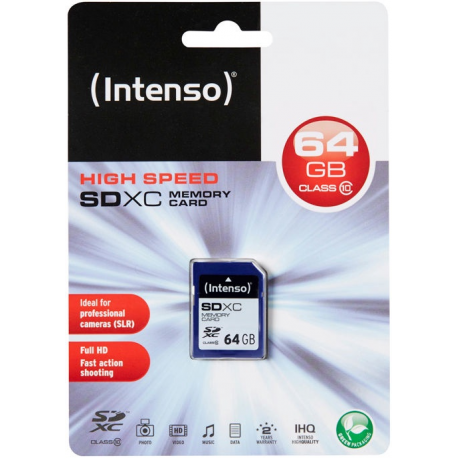 Intenso - Flash memory card - 64 GB - Class 10 - SDXC - 1