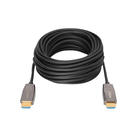 DIGITUS - HDMI cable with Ethernet - HDMI plug to HDMI plug - 10 m - shielded hybrid copper / fibre optic - black - Active Optical Cable (AOC), 8K UHD (7680 x 4320) support - 0