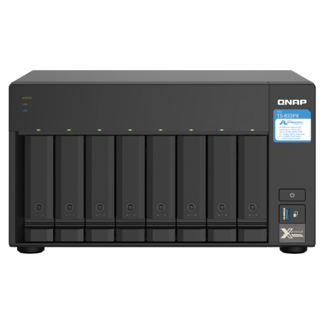 QNAP TS-832PX-4G - NAS server - 8 bays - SATA 6Gb / s - RAID 0, 1, 5, 6, 10, 50, JBOD, 60 - RAM 4 GB - Gigabit Ethernet / 2.5 Gigabit Ethernet / 10 Gigabit Ethernet - iSCSI - 12