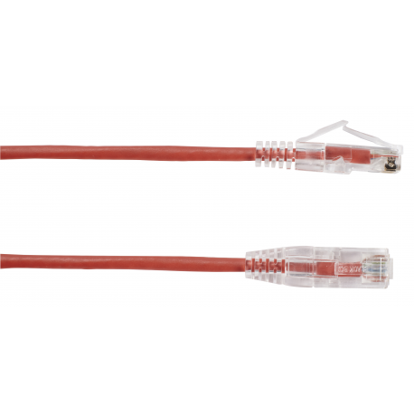 Black Box Slim-Net - Patch cable - RJ-45 (M) to RJ-45 (M) - 2.13 m - UTP - CAT 6 - booted, molded, stranded - red - 2