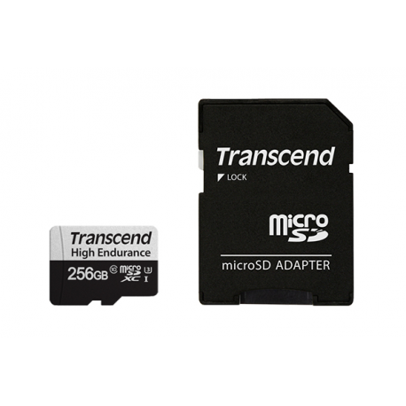 Transcend 350V - Flash memory card (SD adapter included) - 256 GB - UHS-I U3 / Class10 - microSDXC UHS-I - 2