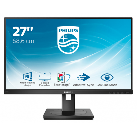 Philips S-line 272S1AE - LED monitor - 27" - 1920 x 1080 Full HD (1080p) @ 75 Hz - IPS - 250 cd / m² - 1000:1 - 4 ms - HDMI, DVI-D, VGA, DisplayPort - speakers - black texture - 9