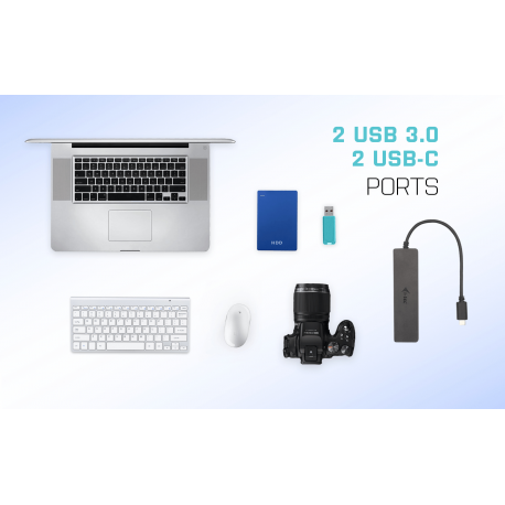 i-Tec - Hub - 2 x SuperSpeed USB 3.0 + 2 x USB-C 3.1 Gen 1 - desktop - 6