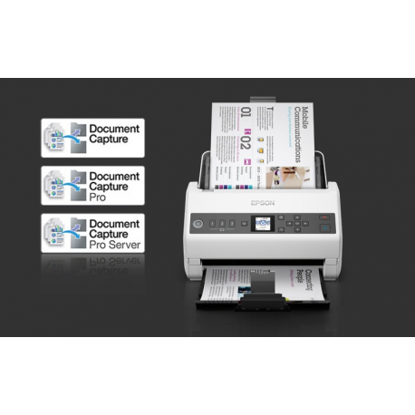 Epson WorkForce DS-730N - Document scanner - Contact Image Sensor (CIS) - Duplex - A4 / Legal - 600 dpi x 600 dpi - up to 40 ppm (mono)  /  up to 40 ppm (colour) - ADF (100 sheets) - up to 4500 scans per day - USB 2.0, Gigabit LAN - 4