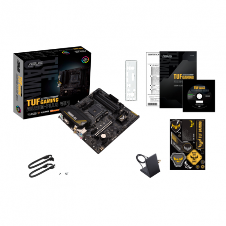 ASUS TUF GAMING A520M-PLUS WIFI - Motherboard - micro ATX - Socket AM4 - AMD A520 - USB 3.2 Gen 1 - Bluetooth, Gigabit LAN, Wi-Fi - onboard graphics (CPU required) - HD Audio (8-channel) - 2