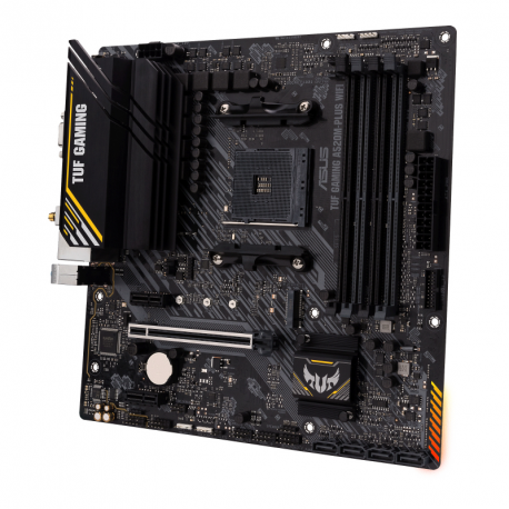 ASUS TUF GAMING A520M-PLUS WIFI - Motherboard - micro ATX - Socket AM4 - AMD A520 - USB 3.2 Gen 1 - Bluetooth, Gigabit LAN, Wi-Fi - onboard graphics (CPU required) - HD Audio (8-channel) - 5